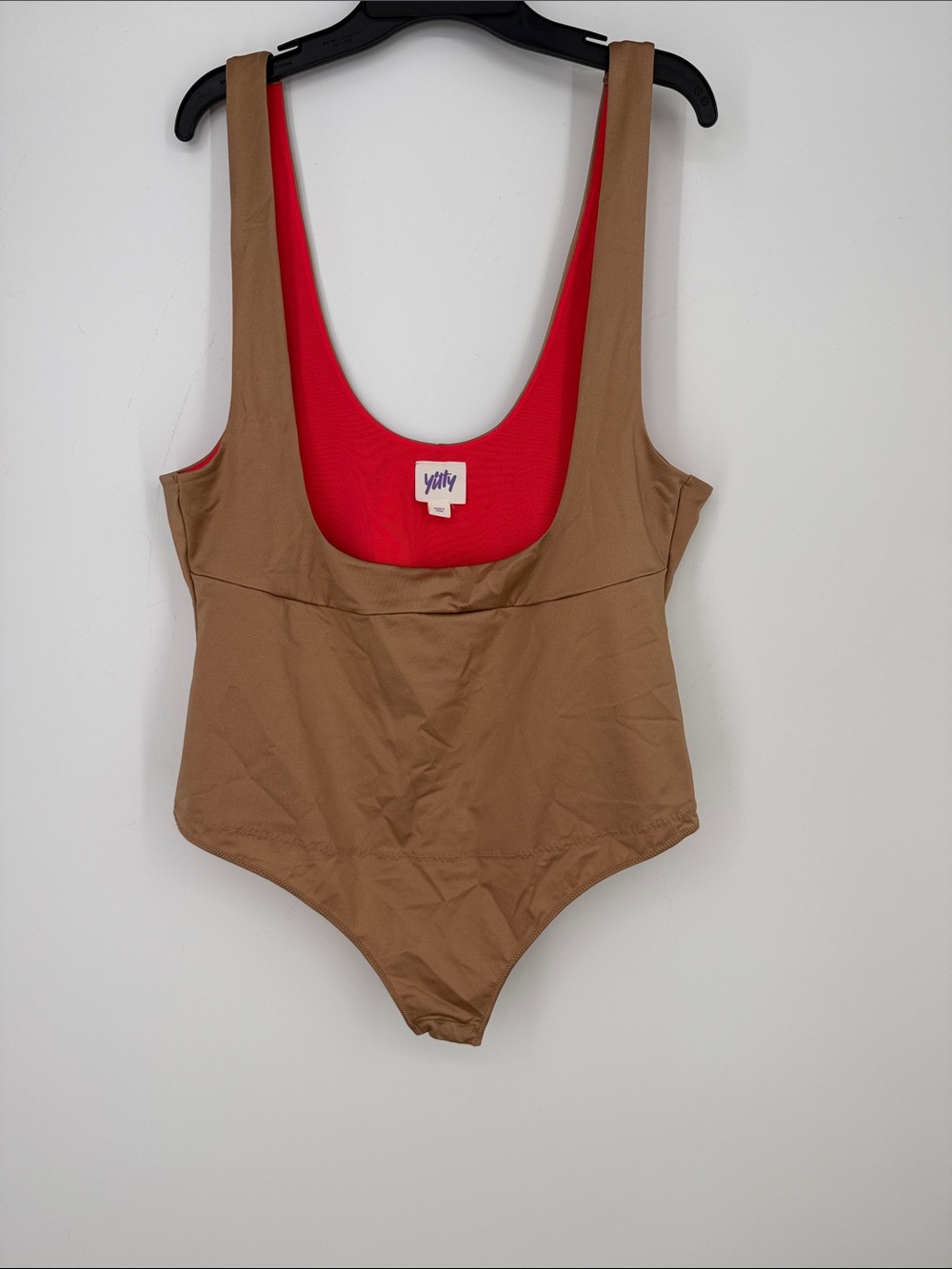 Yitty Headliner shaping open bust thong bodysuit in brown sugar 2X